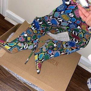 Steve madden Vava bright knee high boots and clutch